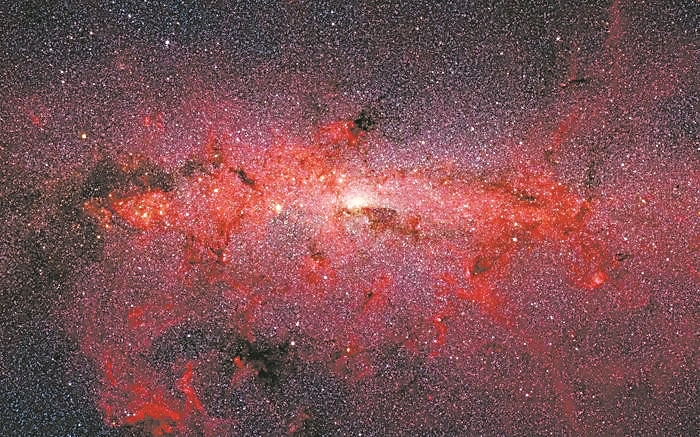 斯皮策空间望远镜观测到的银河系中心的恒星。图片来源:美国国家航空航天局/加州理工学院喷气推进实验室
