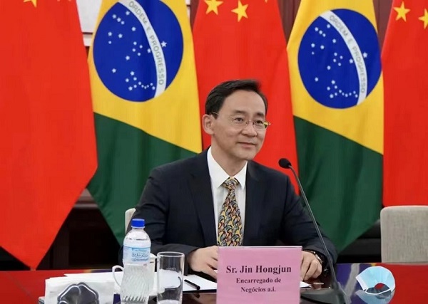 中国驻巴西大使馆临时代办金红军公使出席开幕式并致辞。中国驻巴西大使馆供图