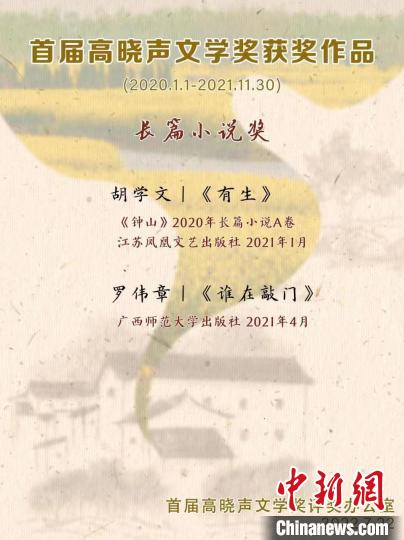 首届高晓声文学奖获奖作品。　唐娟 摄