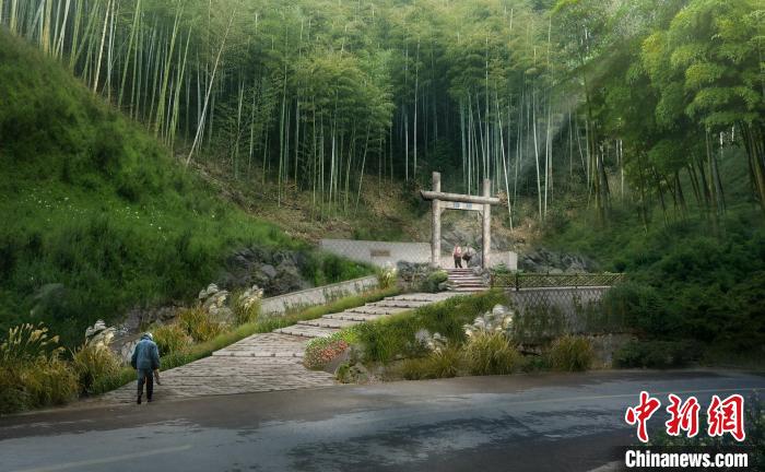 杭州临安洪村径山古道入口景观。　临安区文化和广电旅游体育局提供
