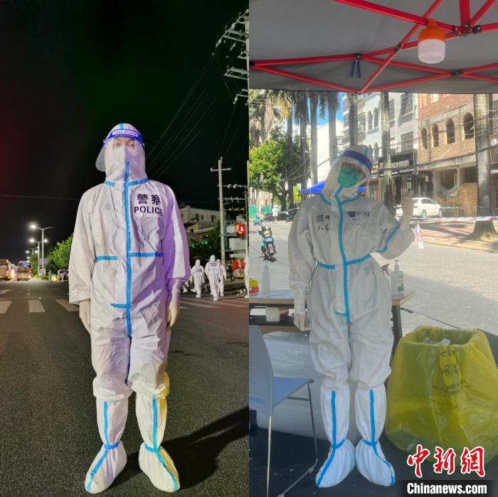 防护服情侣照。　受访者供图