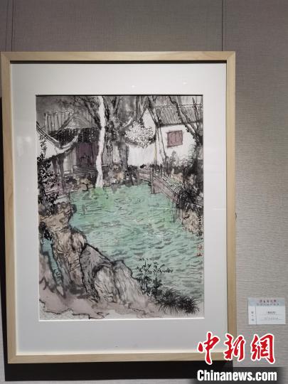 中国美术家协会会员、上海美术学院国画系副主任贺兰山作品《桃花潭》 浦帆 摄 中国美术家协会会员、上海美术学院国画系副主任贺兰山作品《桃花潭》 浦帆 摄