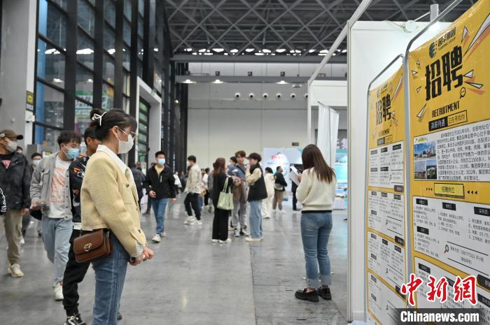 图为求职人员在浏览招聘信息。　俞靖 摄